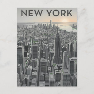 Cartão Postal Arte de Paisagem Minimalista da Cidade de Nova Yor