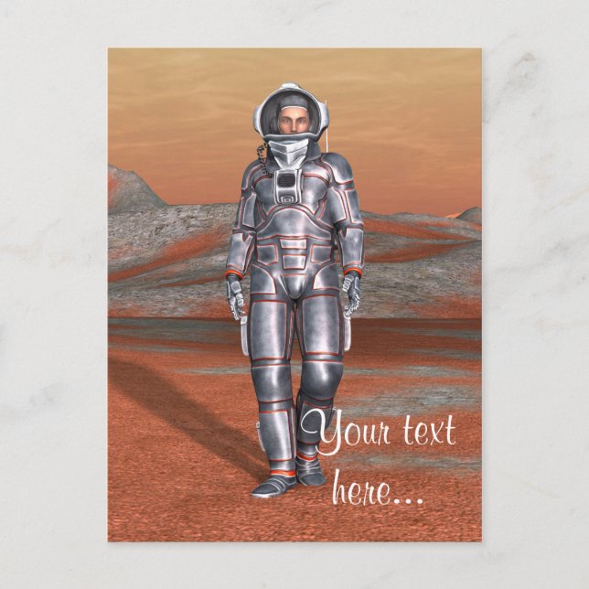 Cartão Postal Arte de Paisagem Planetária Surreal de Viajante Có (Frente)