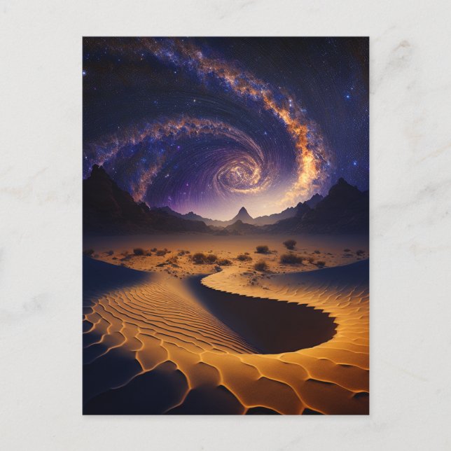 Cartão Postal Arte de Paisagem Surreal do Desert Galaxy (Frente)
