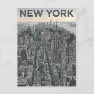 Cartão Postal Arte de Paisagem Urbana Minimalista da Cidade de N