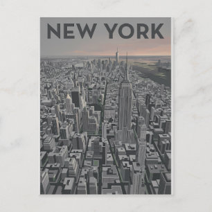 Cartão Postal Arte de Paisagem Urbana Minimalista da Cidade de N