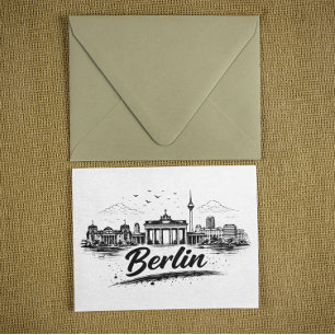 Cartão Postal Arte de Paisagem Urbana Minimalista de Berlim Alem