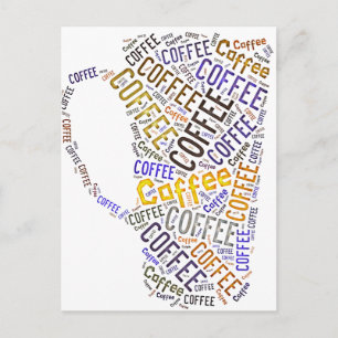 Cartão Postal Arte de Palavras de Café Mug