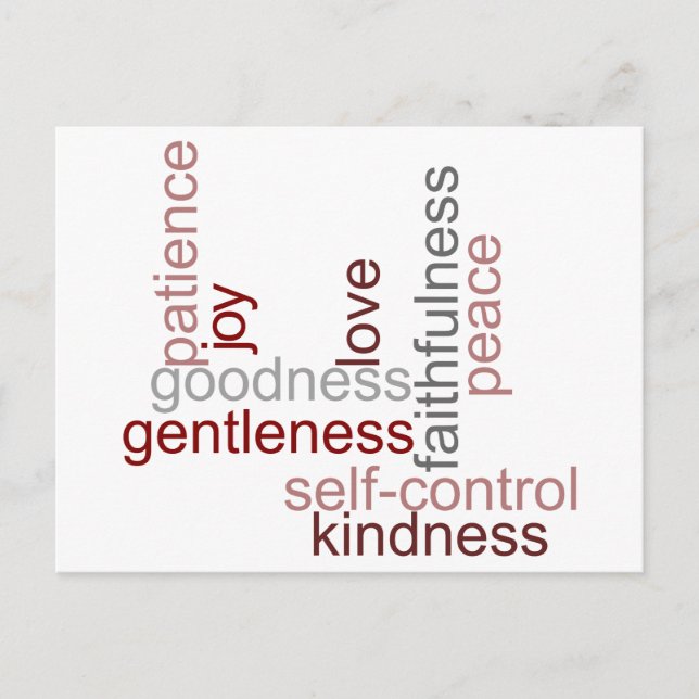 Cartão Postal Arte de Palavras do Fruto do Espírito (Frente)