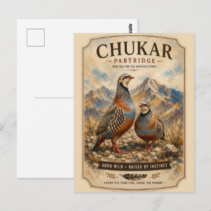 Cartão Postal Arte de Par Perdiz Chukar 