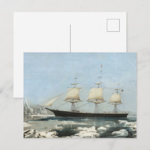 Cartão Postal Arte de Parede Antiga de Navio à Vela Marítimo Ice
