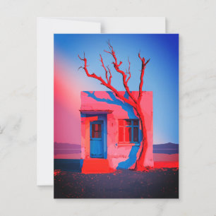 Cartão Postal Arte de Parede de Casa no Deserto Surreal – Minima