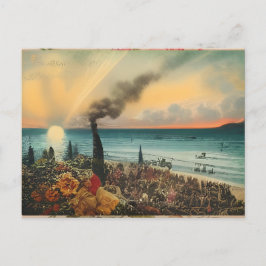 Cartão Postal Arte de Parede de Impressão de Pôr do Sol Costeiro
