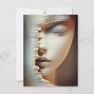 Cartão Postal Arte de Parede de Rosto Feminino Abstrato – Textur