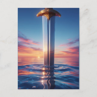 Cartão Postal Arte de Parede Espada Pôr do Sol Místico