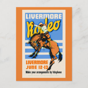 Cartão Postal Arte de Parede Vintage do Rodeio de Livermore 1933