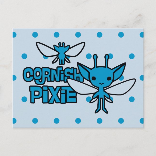 Cartão Postal Arte de Personagem Cartoon Pixie da Cornualha (Frente)