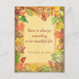 Cartão Postal Arte de Pincel das Folhas de Outono para o Dia de 