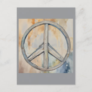 Cartão Postal Arte de Pintura de Aquarela com Sinal de Paz