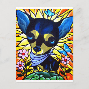 CARTÃO POSTAL ARTE DE PINTURA DE CÃO CHIHUAHUA - MULTI