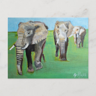 Cartão Postal Arte de Pintura de Elefantes Africanos
