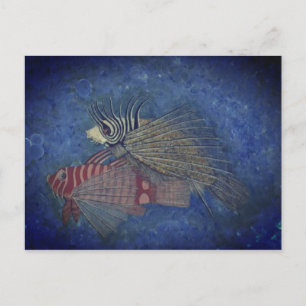 Cartão Postal Arte de Pintura de Peixe Sortudo