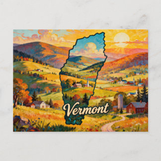 Cartão Postal Arte de Pintura do Mapa Conceitual Vibrante de Ver