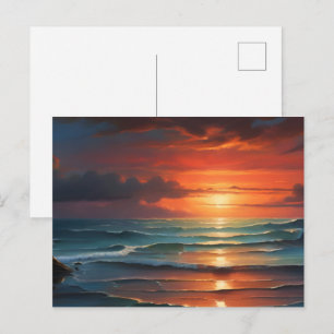 Cartão Postal Arte de pôr do sol no mar