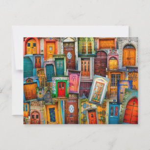 Cartão Postal Arte de Porta Antiga Agente Imobiliário Viagens
