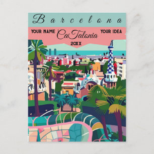 Cartão Postal Arte de postal de viagem de Barceloma, Arte de via