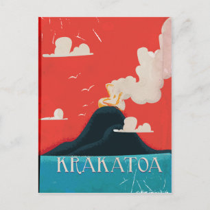 Cartão Postal Arte de Poster de Férias Vintage Krakatoa