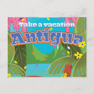 Cartão Postal Arte de pôster de viagem antigo da ilha de Antigua
