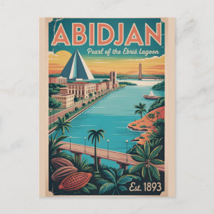 Cartão Postal Arte de Poster de Viagem Retro Abidjan Costa do Ma