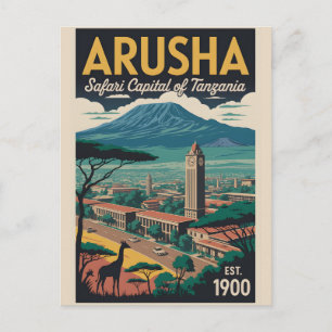Cartão Postal Arte de Poster de Viagem Retro Arusha Tanzânia