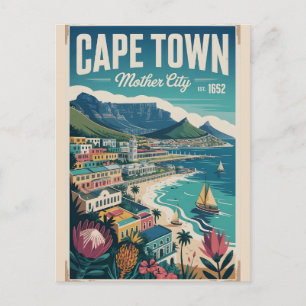 Cartão Postal Arte de Poster de Viagem Retro Cidade do Cabo Áfri