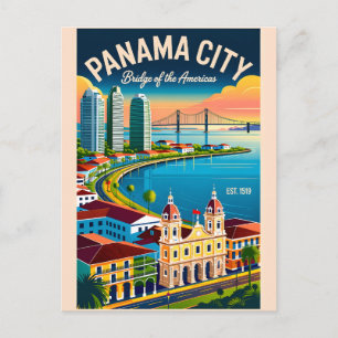 Cartão Postal Arte de Poster de Viagem Retro da Cidade do Panamá