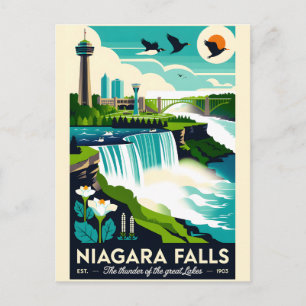 Cartão Postal Arte de Poster de Viagem Retro das Cataratas de Ni