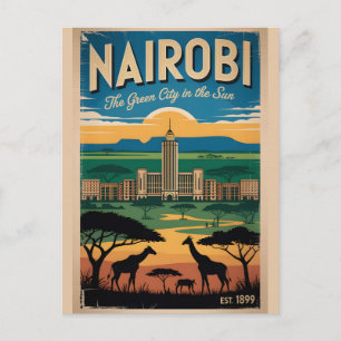 Cartão Postal Arte de Poster de Viagem Retro de Nairóbi Quênia