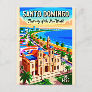 Cartão Postal Arte de Poster de Viagem Retro de Santo Domingo
