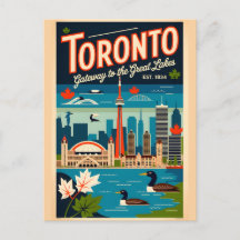 Arte de Poster de Viagem Retro de Toronto Canadá