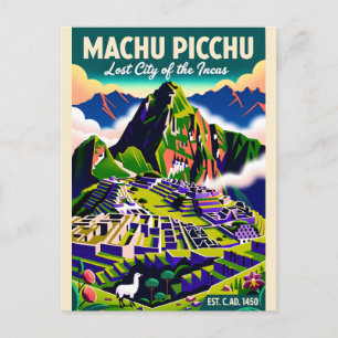 Cartão Postal Arte de Poster de Viagem Retro Machu Picchu Peru