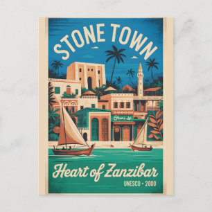 Cartão Postal Arte de Poster de Viagem Retro Stone Town Zanzibar