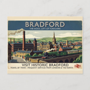 Cartão Postal Arte de Poster de Viagem Retro Vintage Bradford Yo