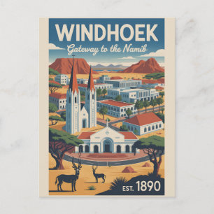 Cartão Postal Arte de Poster de Viagem Retro Windhoek Namíbia