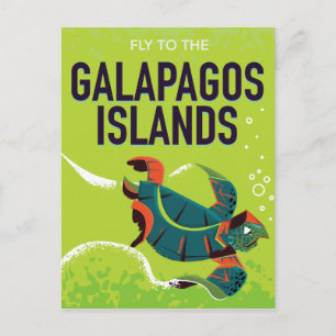 Cartão Postal Arte de pôster de viagem vintage das Ilhas Galápag