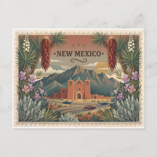 Cartão Postal Arte de Poster de Viagem Vintage do Novo México