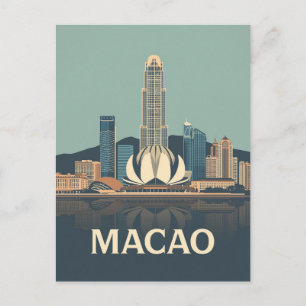 Cartão Postal Arte de Poster de Viagem Vintage Macao Skyline