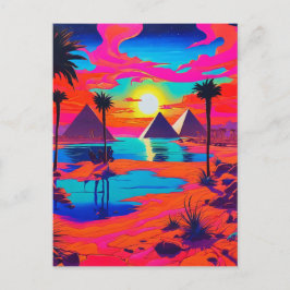 Cartão Postal Arte de Poster Psicodélico Paisagem Egípcia