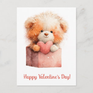 Cartão Postal Arte de Presente de Urso Doce para o Dia dos Namor