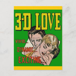 Cartão Postal Arte de Quadrinhos Antigos - AMOR 3D