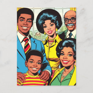 Cartão Postal Arte de Quadrinhos de Família Vintage