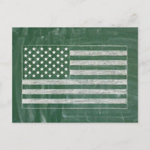 Cartão Postal Arte de Quadro Negro da Bandeira da América (Desen