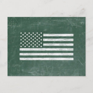Cartão Postal Arte de Quadro Negro da Bandeira da América (Desen