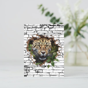 Cartão Postal Arte de Quebra de Parede do Leopard 3D - Safari Re