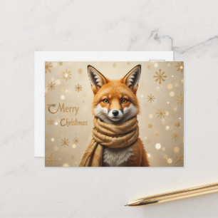 Cartão Postal Arte de Raposa de Natal Aconchegante Floresta de I